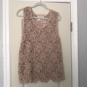 Pink Doily Pattern sleeveless shirt